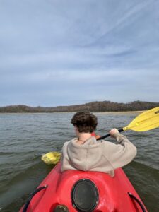A quick kayak to the island from the Lake House on Dale Hollow.