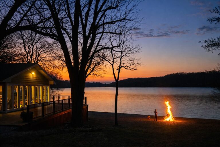 weekend-getaway-from-nashville-dale-hollow-lake-shoreline-bonfire